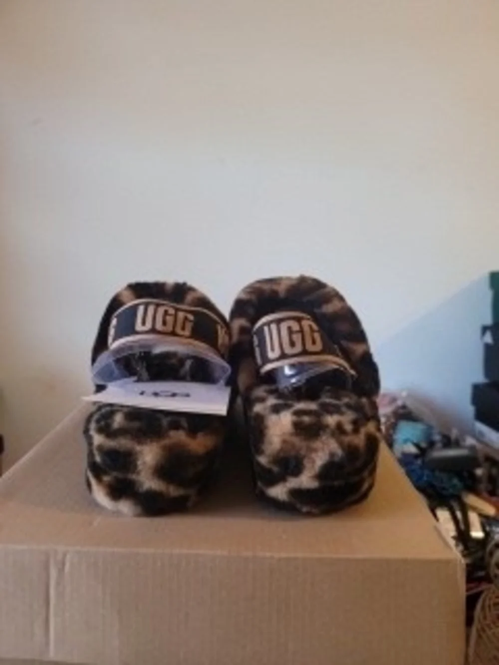 UGG Fluff Yeah Slide in Panther Print Brown and Black - Picture 4 of 6